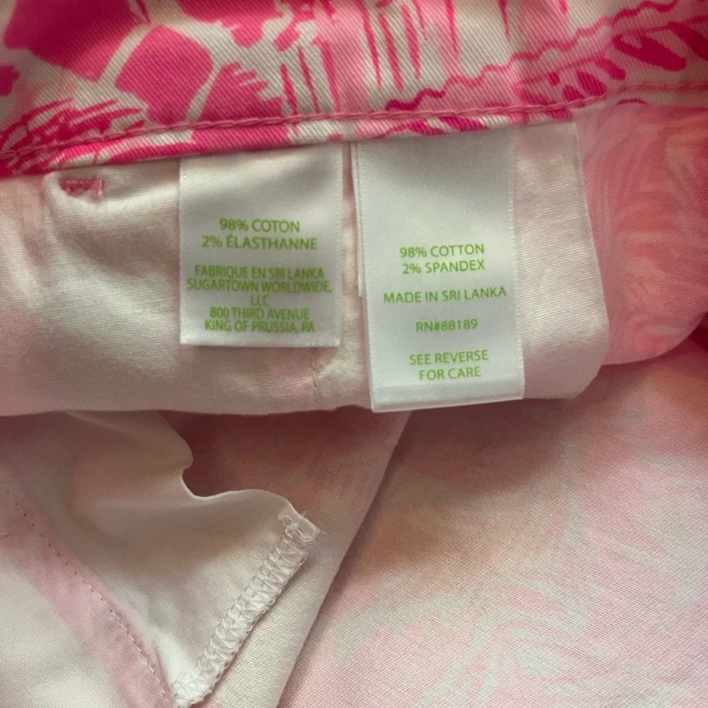 Lilly Pulitzer Buttercup Stretch Shorts Palm Beach Paradise Pink Blossom Size 10 - Picture 6 of 7